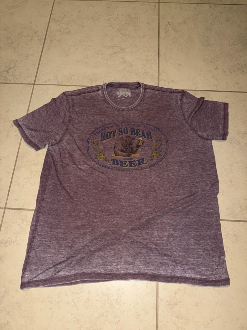 Lucky Brand "Not So Bear" Graphic T-Shirt - XXL - Purple Burnout